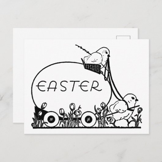 レトロイースターエッグとシックスの着色 シーズンポストカード (正面/裏面)