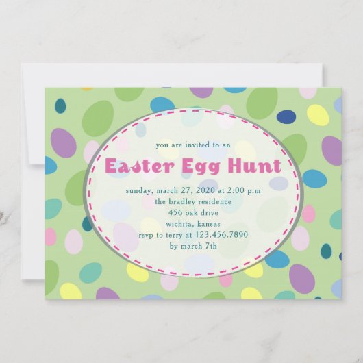 レトロイースターエッグパーティの招待状 招待状 (正面)