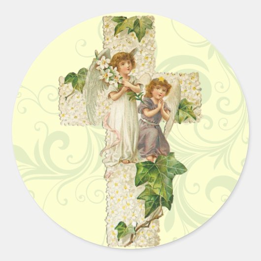 レトロイースターエンジェルスティッカー ラウンドシール (正面)