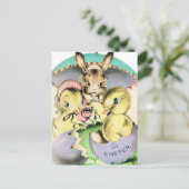 レトロイースターチックスとウサギ ポストカード (スタンド正面)