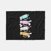 レトロイースターデイスタンリータンブラーインスパイアガールズキ フリースブランケット (正面(横))