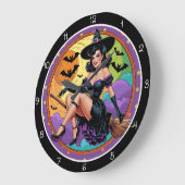 レトロウィッチオレンジムーン ラージ壁時計 (傾斜)