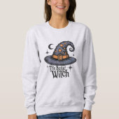 レトロウィッチタイポグラフィハロウィーンウーメンズコスチューム スウェットシャツ (正面)