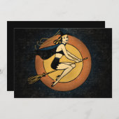 レトロウィッチハロウィーン招待状 招待状 (正面/裏面)