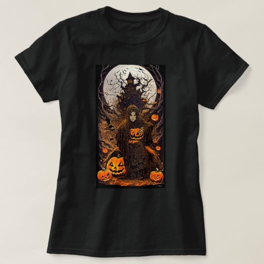 レトロウィッチハロウィーンTシャツ Tシャツ (デザイン正面)