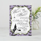 レトロウィッチパープルハローウィンパーティ招待状 招待状 (スタンド正面)