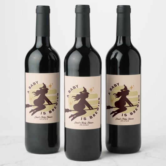 レトロウィッチベビーは赤ちゃんシャワーを醸造している ワインラベル (ボトル)