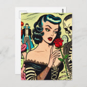 レトロウィッチヴァンパイアガールホラー漫画 ポストカード (正面/裏面)