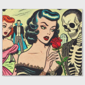 レトロウィッチヴァンパイアガールホラー漫画 ラッピングペーパー (フラット)