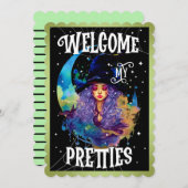 レトロウィッチ美しいハロウィーン サンキューカード (正面/裏面)