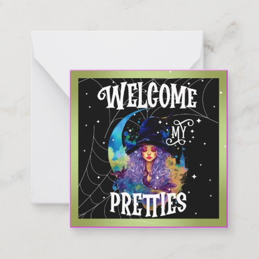 レトロウィッチ美しいハロウィーン ノートカード (正面)
