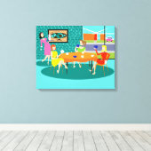 レトロウィメンズカードゲーム拡張キャンバス印刷 キャンバスプリント (インサイチュ (ウッドフロア))