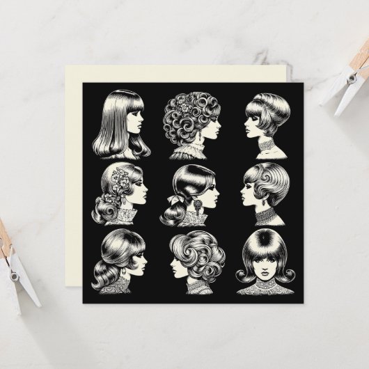 レトロウィメンズヘアスタイルズボホヴィンテージ カード (正面/裏面インサイチュ)