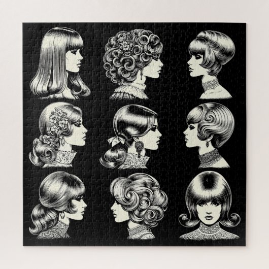 レトロウィメンズヘアスタイルズボホヴィンテージ ジグソーパズル (縦)