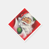 レトロウィンキングサンタがリストをチェック スタンダードカクテルナプキン (角)