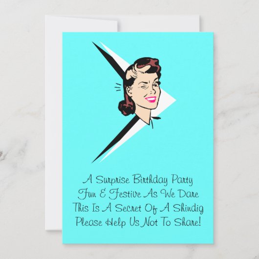 レトロウィンクサプライズターコイズ(リーム招待状) 招待状 (正面)