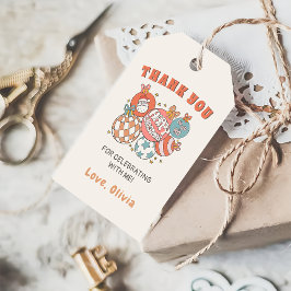 レトロウィンターサンタクリスマスバースデーパーティー ギフトタグ