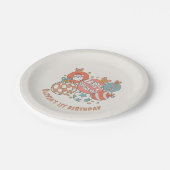 レトロウィンターサンタクリスマスバースデーパーティー ペーパープレート (アングル)