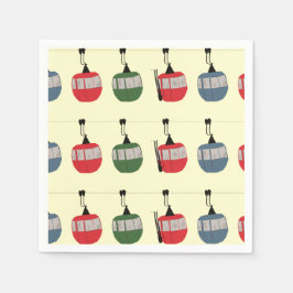 レトロウィンタースキーゴンドラリフトスキークリーム スタンダードカクテルナプキン