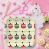 レトロウィンタースキーゴンドラリフトスキークリーム ペーパープレート (パーティー)