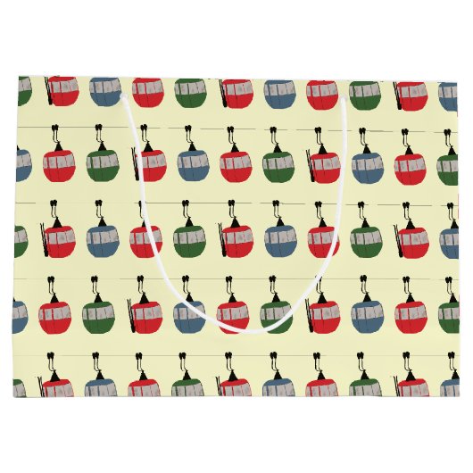 レトロウィンタースキーゴンドラリフトスキークリーム ラージペーパーバッグ (裏面)