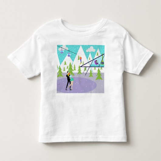 レトロウィンタースキーリゾートTシャツ トドラーTシャツ (正面)