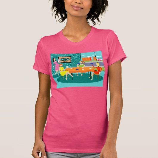 レトロウィークリーウィメンズカードゲームTシャツ Tシャツ (正面)