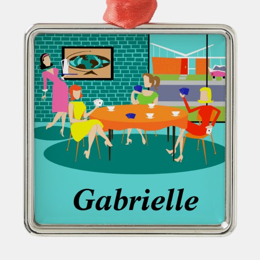 レトロウィークリーカードゲームクリスマスオーナメント メタルオーナメント (正面)