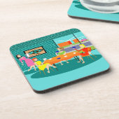 レトロウィークリーカードゲームコルクコースター コースター (左側)