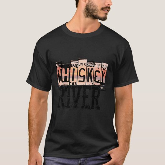 レトロウイスキー川私の心をウェスタンカントリーM Tシャツ (正面)