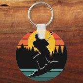 レトロウェイクボードウォータースキースポーツサーフィンシルエット キーホルダー (正面)