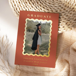 レトロウェイズテラコッタ&金ゴールド卒業 箔招待状