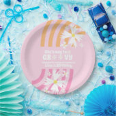 レトロウェイツーグルービーデイジーフラワー誕生日   ペーパープレート (パーティー)