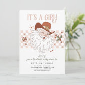 レトロウェスタンガールクリスマスベビーシャワー 招待状 (スタンド正面)