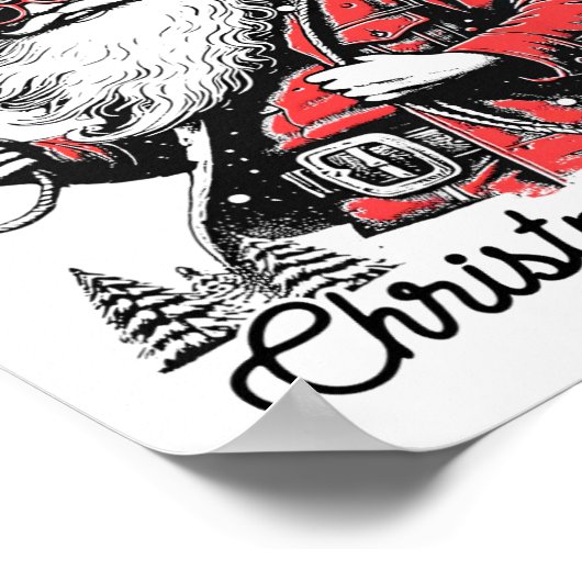 レトロウェスタンクリスマスランリングクリスマス応援サンタ ポスター (角)