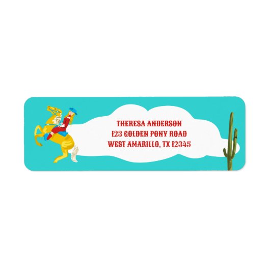レトロウェスタン女性のカーボーイオンホース差出人住所 ラベル (正面)
