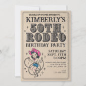 レトロウェスタン女性のカーボーイ50thバースデーパーティー 招待状 (正面)