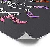 レトロウェスタン踊りスケルトンハロウィンカウボーイスク ポスター (角)