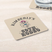 レトロウェスタン50thロデオ誕生日 スクエアペーパーコースター (アングル)