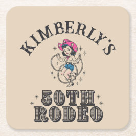 レトロウェスタン50thロデオ誕生日 スクエアペーパーコースター