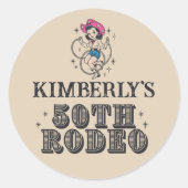 レトロウェスタン50thロデオ誕生日 ラウンドシール (正面)