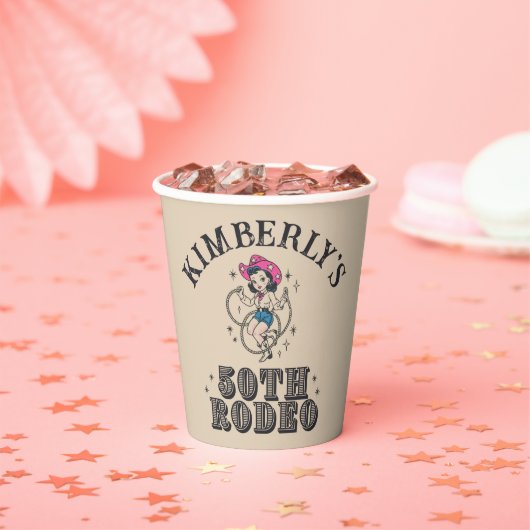 レトロウェスタン50thロデオ誕生日 紙コップ (インサイチュ)
