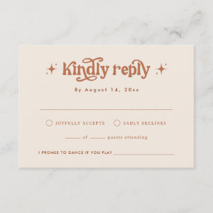 レトロウェディング招待、テラコッタボホ エンクロージャーカード