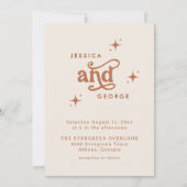 レトロウェディング招待、テラコッタボホ 招待状 (正面)