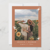 レトロウェディング招待、テラコッタボホ 招待状 (裏面)