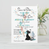 レトロウェディング日付カードの保存 招待状 (スタンド正面)