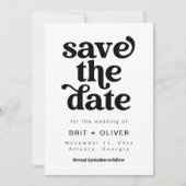 レトロウェディング日付カードを保存 招待状 (正面)