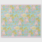 レトロウェルカム新生児ガール ラッピングペーパー (フラット)