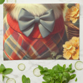 レトロウェルシュコーギーカーディガン絵を描ズ キッチンタオル (折り畳み)