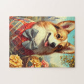 レトロウェルシュコーギーカーディガン絵を描ズ ジグソーパズル (横)